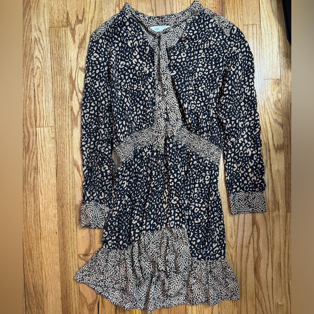 Zara Women's long sleeve dress Multicolor cheetah pattern SAME DAY SHIP